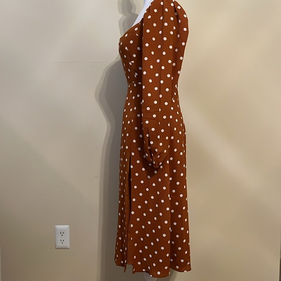Polka Dot Midi Dress in Burnt Orange Small - Picture 6 of 16